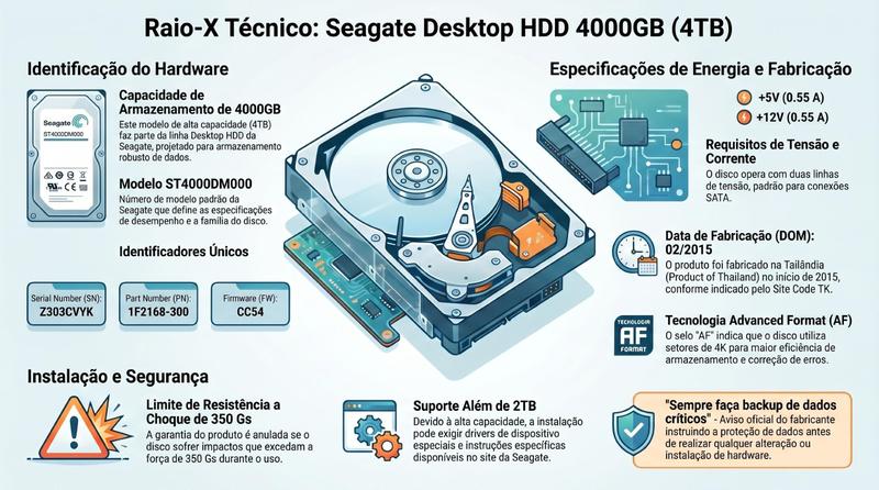 HD 4TB ST4000DM000 SATA 3.5 Seagate Desktop - HD Interno